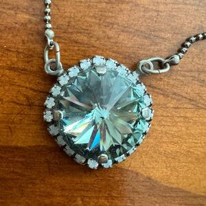 Sabika Silver and Blue Crystal Necklace